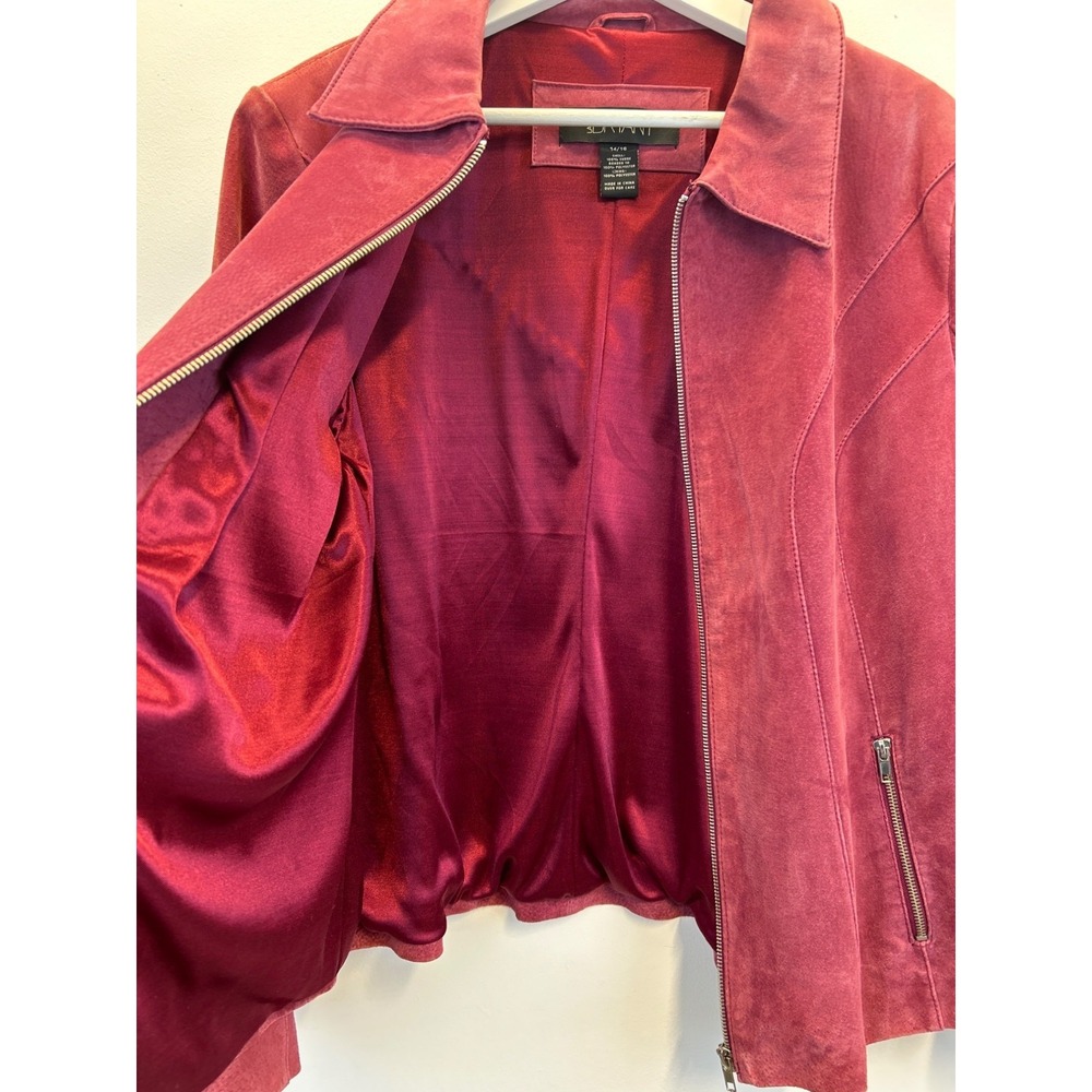 Lane Bryant Jacket Womens14/16 Pink‎ Suede Zip Front Pockets - Picture 6 of 8